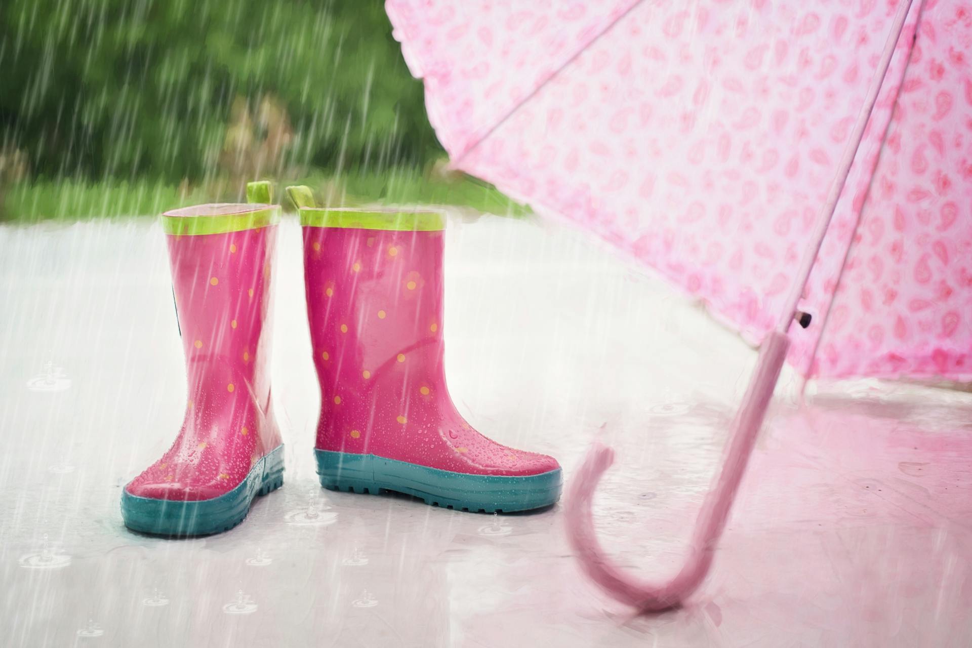 wellies and umbrella